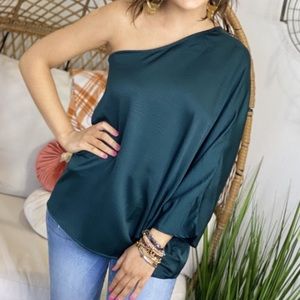 Hunter Green One Sleeve Top | Never Worn